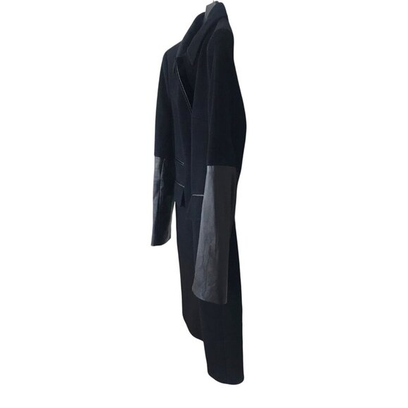 Diane Von Furstenberg Sterling Wool-Cashmere CoatWith Leather Details Size 8 - Picture 5 of 10